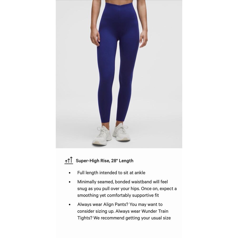 NWT Lululemon Women's Glow Up High Rise Tight 25”, Size 10 “Deep Sea Blue”